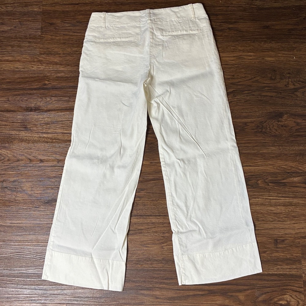 Theory Wide Leg Trousers Women 00 White Low Rise Textured Pants - Picture 2 of 7